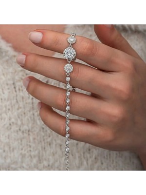 Inure Jewelry Gümüş Zirkon Taşlı Yuvarlak Kadın Bileklik