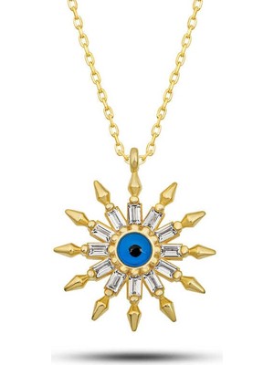 Inure Jewelry Gümüş Gold Koruyucu Göz Güneş Kadın Kolye