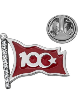 Inure Jewelry Gümüş Ay Yıldız 100.Yıl Rozet