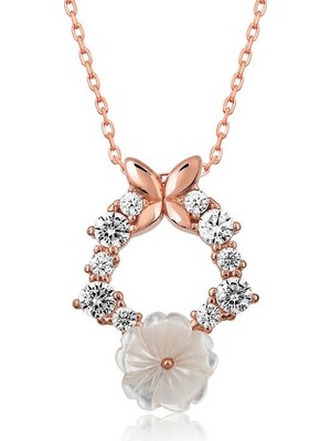 Inure Jewelry Gümüş Rose Bahar Çiçeği Kolye