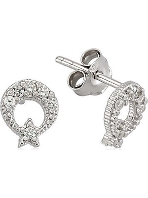 Inure Jewelry Gümüş Ay Yıldız Çivili Küpe