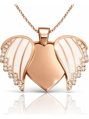 Inure Jewelry Gümüş Rose Kalpli İsimli Bayan Kolye