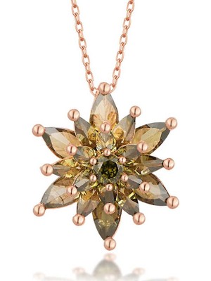 Inure Jewelry Gümüş Rose 4 Katman Lotus Çiçeği Kadın Kolye