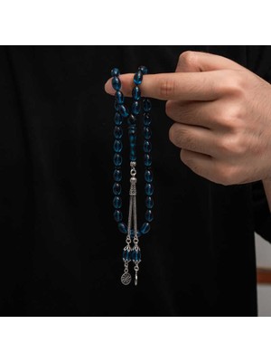 Inure Jewelry Gümüş Püskül Sıkma Kehribar Tesbih