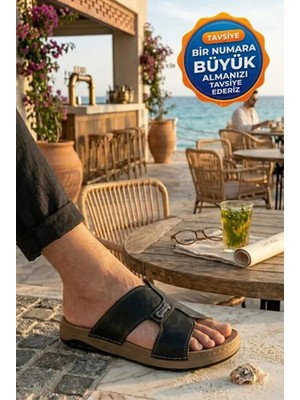 Relaxa Erkek Terlik, Ortopedik, Günlük Terlik, Ev Dışarı Terlik, Rahat Taban Siyah