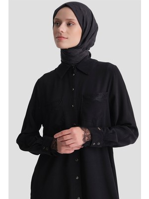 Armine Dantel Detaylı Tunik Siyah