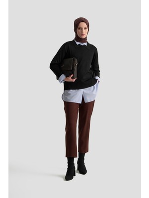 Armine Polo Yaka Triko Kazak Siyah