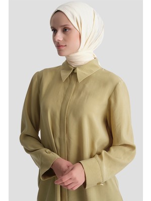 Armine Modal Karışımlı Düğmeli Basic Tunik Sütlü Kahve