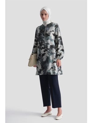 Armine Desenli Ribanalı Tunik Ekru