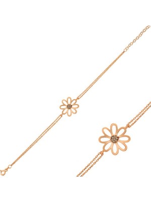 Inure Jewelry Gümüş Rose Çiçek Bayan Bileklik