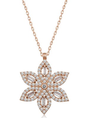 Inure Jewelry Gümüş Rose Nergiz Çiçeği Kadın Kolye