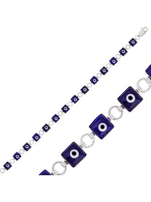 Inure Jewelry Gümüş Kare Nazar Bayan Bileklik
