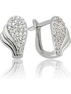 Inure Jewelry Gümüş Yaprak Desenli Küpe
