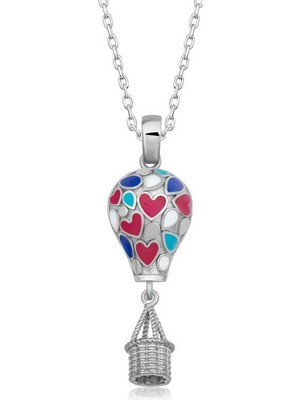 Inure Jewelry Gümüş Kalpli Kapadokya Balon Kadın Kolye