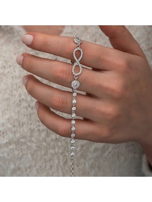 Inure Jewelry Gümüş Zirkon Taşlı Sonsuzluk Kadın Bileklik