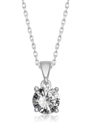 Inure Jewelry Gümüş Yuvarlak Zirkon Taşlı Kadın Kolye
