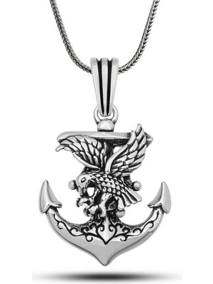 Inure Jewelry Gümüş Kartal Figürlü Denizci Çapası Kolye