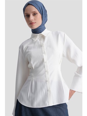 Armine Pens Detaylı Basic Gömlek Ekru