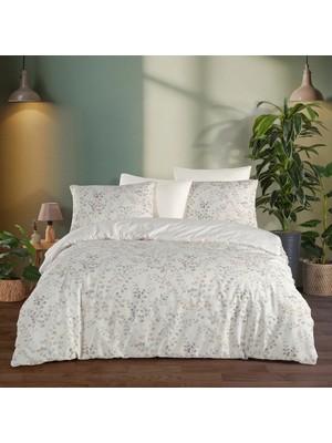 Karden Flower Dream Cotton Mirella Bej %100 Pamuk Poplin Çift Kişilik Nevresim Takımı