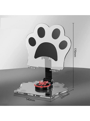 TeknoKapsül 360 Derece Dönebilen Kedi Patili Telefon ve Tablet Standı Tutucu Film Vs Izlerken Kullanmak Için Dönebilen Stand Şeffaf Iphone ve Xiaomi Ile Uyumlu Dönebilen Stand Telefon Tutucu