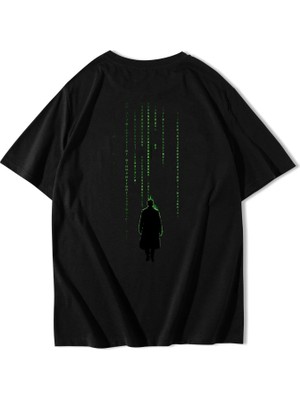 Brz Collection Unisex Oversize The Matrix T-Shirt Siyah