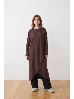 Neways 6394-DENIM Parça Boya Standart  Tunik Kahve