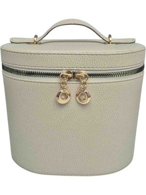 Moda Fiesta Makyaj Düzenleyici Aynalı Makyaj Çantası Krem– Bölmeli Taşınabilir Kozmetik Organizer 19X15X16 cm