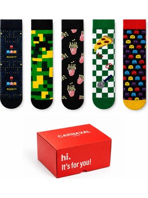 Carnaval Socks Retro Oyun Desenli 5\'li Kutulu Çorap Seti – Piksel ve Atıştırmalık