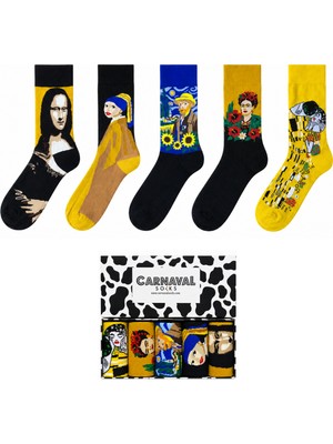 Carnaval Socks Ünlü Tablolar Desenli 5\'li Kutulu Çorap Seti – Sanat Serisi