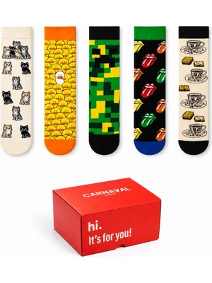 Carnaval Socks Eğlenceli Karışık Desenli 5\'li Kutulu Çorap Seti