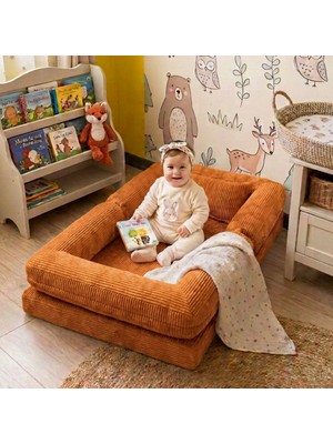 MiniWood Montessori Yatak Oyun Alanlı Bebek Yer Yatağı Sünger Çocuk Karyola