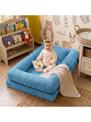 MiniWood Montessori Yatak Oyun Alanlı Bebek Yer Yatağı Sünger Çocuk Karyola