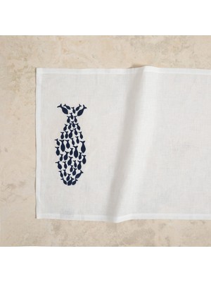 Mudo Home FISH NAKIŞLI KETEN RUNNER 45X130 CM