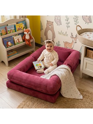 MiniWood Montessori Yatak Oyun Alanlı Bebek Yer Yatağı Sünger Çocuk Karyola