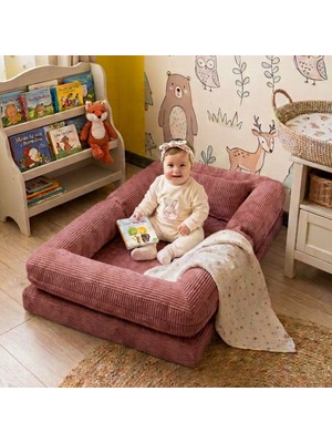 MiniWood Montessori Yatak Oyun Alanlı Bebek Yer Yatağı Sünger Çocuk Karyola