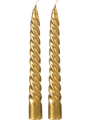 Mudo Home 2Lİ BURGULU ŞAMDAN MUM GOLD 18CM