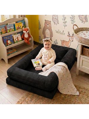 MiniWood Montessori Yatak Oyun Alanlı Bebek Yer Yatağı Sünger Çocuk Karyola