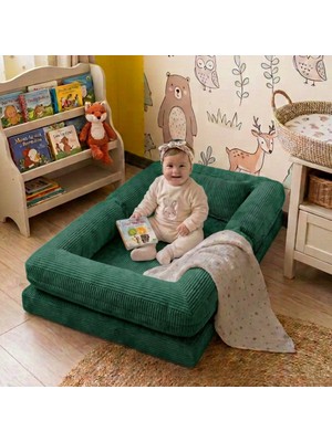 MiniWood Montessori Yatak Oyun Alanlı Bebek Yer Yatağı Sünger Çocuk Karyola