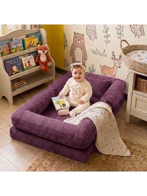 MiniWood Montessori Yatak Oyun Alanlı Bebek Yer Yatağı Sünger Çocuk Karyola