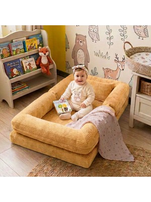 MiniWood Montessori Yatak Oyun Alanlı Bebek Yer Yatağı Sünger Çocuk Karyola