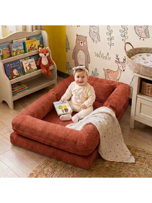 MiniWood Montessori Yatak Oyun Alanlı Bebek Yer Yatağı Sünger Çocuk Karyola
