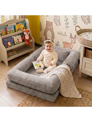 MiniWood Montessori Yatak Oyun Alanlı Bebek Yer Yatağı Sünger Çocuk Karyola