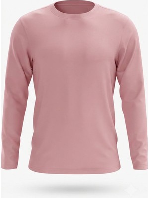 Kiagu T-Shirt Erkek Çocuk Basic Pudra Tişört Uzun Kollu %100 Pamuk Bisiklet Yaka Baskısız Tshirt (2-13 Yaş)