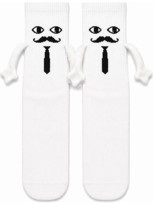 Carnaval Socks Carnaval Bıyıklı ve Kravatlı El Ele Tutuşan Unisex Çorap