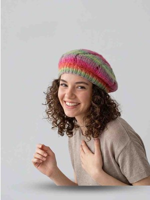 Reyn Handmade Kadın El Örgüsü Kaşmir Yün Karışımlı Renk Geçişli Ressam Bere