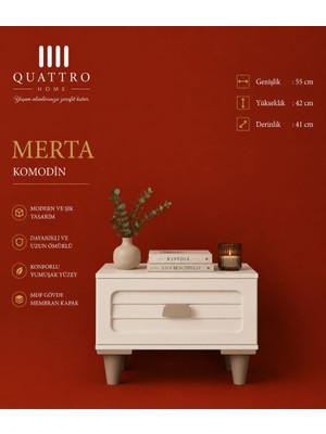 Quattro Home Merta Komodin – Modern Tasarım, Mdf Gövde, Membran Kapak