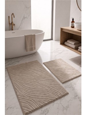Neşe Home Collection Lanya Banyo Paspas Seti Bej