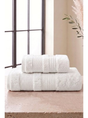 Neşe Home Collection Waffle 2'li Banyo Havlusu Seti Beyaz
