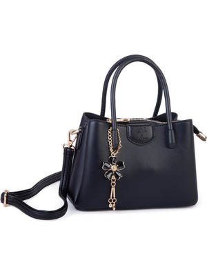 Nas Bag Mini Çiçekli Charmlı Kadın Çapraz Çanta Siyah 1539
