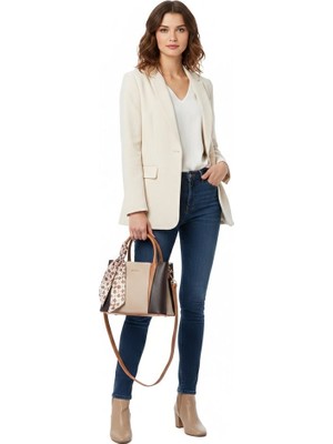 Nas Bag Şık Fularlı Mini El ve Omuz Çantası Calven Kahve 1531